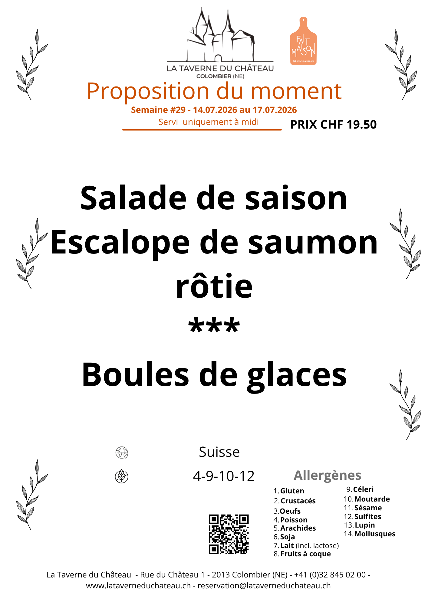 Menu du jour — semaine du 11.05.2026 au 15.05.2026